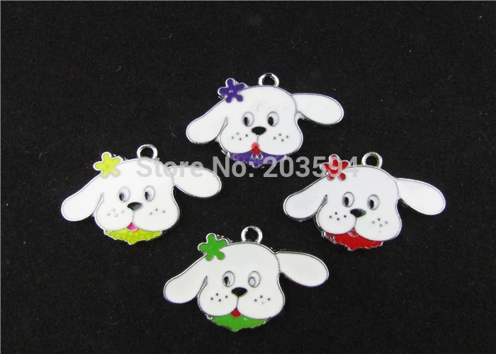 AE151 20pcs Mixed Enamel Alloy Dog Charms Pendant 25x38mm