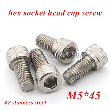 100pcs/lot M5*45 Screw DIN912 Hex Socket Cylinder Head Cap Screw M5X45mm Allen Bolts screws A2-70 Stainless Steel SUS304
100pcs/lot M5*45 Screw DIN912 Hex Socket Cylinder Head Cap Screw M5X45mm Allen Bolts screws A2-70 Stainless Steel SUS304