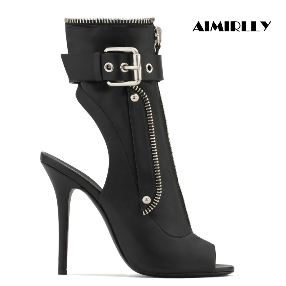 Women's Sandals Boots Open Toe Slingback Spring Autumn High Heels Ankle Boots Front Zipper Buckle Strap Female Foorwear
Women's Sandals Boots Open Toe Slingback Spring Autumn High Heels Ankle Boots Front Zipper Buckle Strap Female Foorwear
