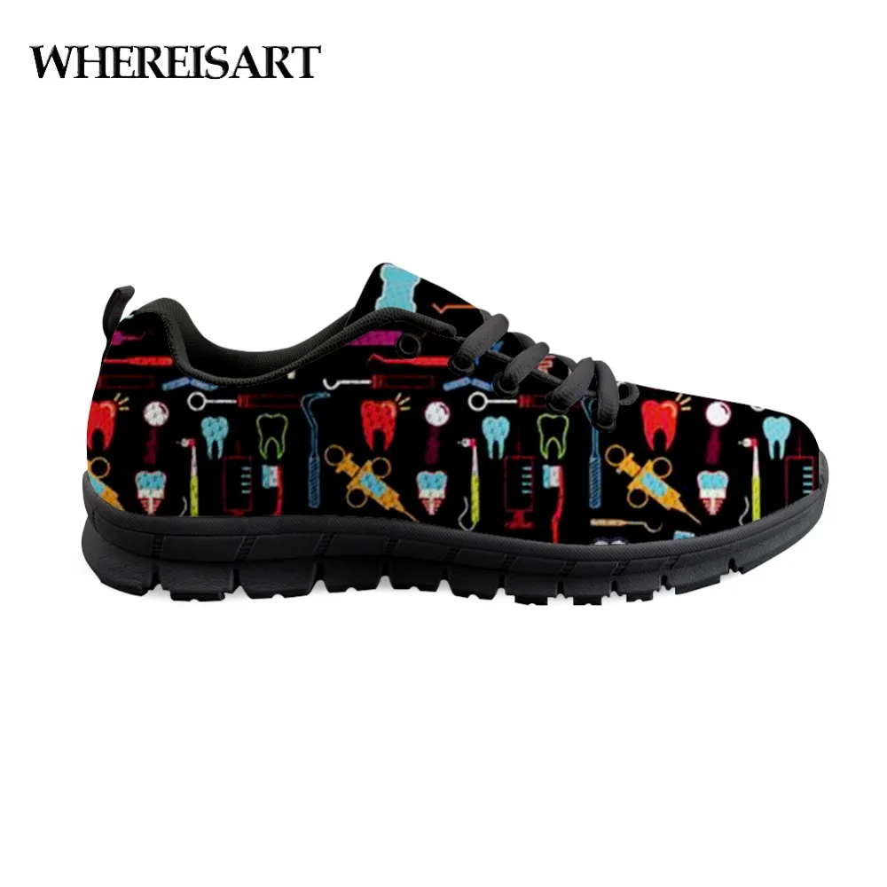 

WHEREISART Dental Tools Pattern Shose Men Breathable Shoes Breathable Flats Trendy Sneakers in Men's Casual Shoes Erkek Ayakkabi