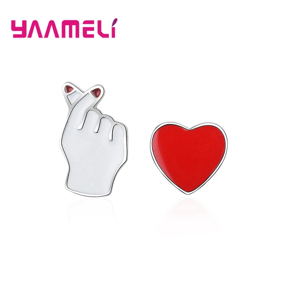 Fast Shipping Retail Real 925 Sterling Silver Trendy Red Heart+Gesture Stud Earring Jewelry Present For Women Girlfriend
Fast Shipping Retail Real 925 Sterling Silver Trendy Red Heart+Gesture Stud Earring Jewelry Present For Women Girlfriend