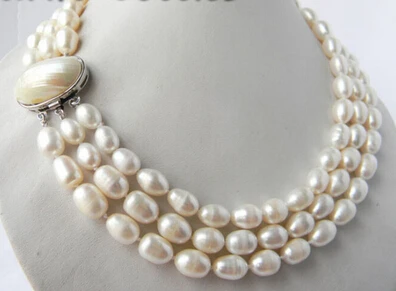 3Strands 18'' 9.5mm White Rice Freshwater Pearl Necklace Factory Wholesale price Women Giftword Jewelry
3Strands 18'' 9.5mm White Rice Freshwater Pearl Necklace Factory Wholesale price Women Giftword Jewelry
