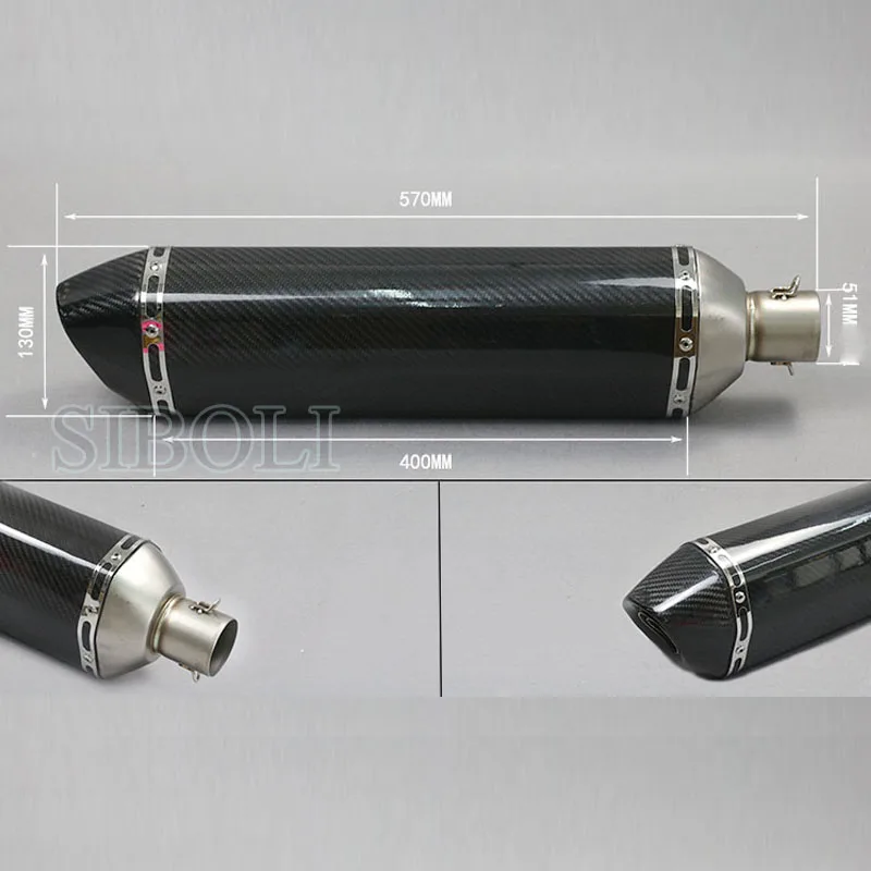 51 мм мотоцикл AKrapovic глушитель Универсальный 570 длина углеродного волокна сталь