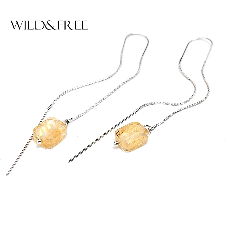 WILD & FREE Women Yellow Natural Stone Drop Earrings Vintage Silver Plated Long Ear Line Minimalist Dangle Earrings Jewelry Gift
WILD & FREE Women Yellow Natural Stone Drop Earrings Vintage Silver Plated Long Ear Line Minimalist Dangle Earrings Jewelry Gift