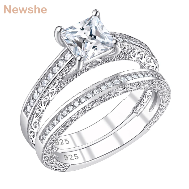 Newshe 2 Pcs Vintage Wedding Ring Set For Women Solid 925 Sterling Silver 0.8Ct Princess Cut AAAAA CZ Engagement Rings BR0614
Newshe 2 Pcs Vintage Wedding Ring Set For Women Solid 925 Sterling Silver 0.8Ct Princess Cut AAAAA CZ Engagement Rings BR0614