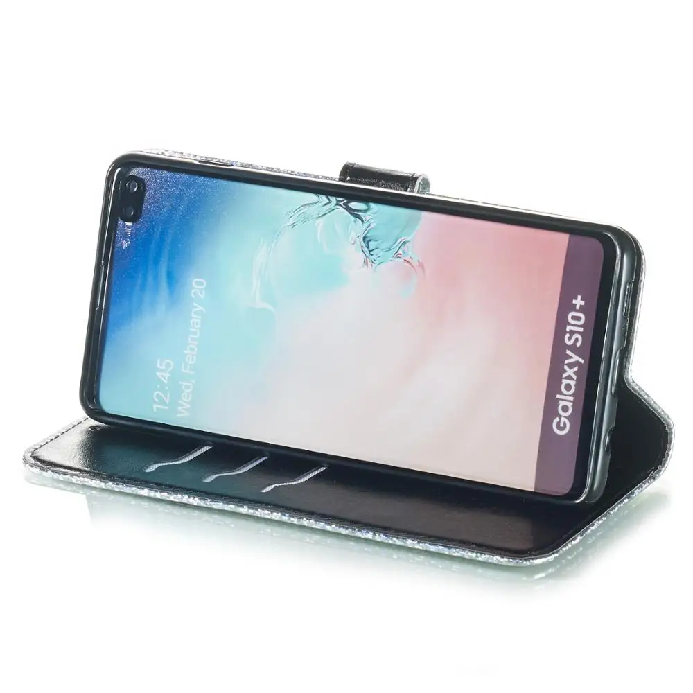 Блеск кошелек чехол для телефона Samsung Galaxy S10e S10 S9 S8 Plus Note 10 A20 A30 A50 A60 A70 слот карт