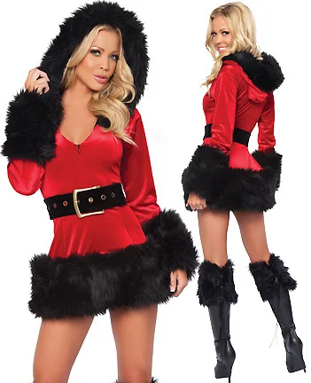 Christmas santa dress 5RFC078 Free Shipping velvet mini Dress Hot Selling Sexy costumes for adults | Тематическая одежда и