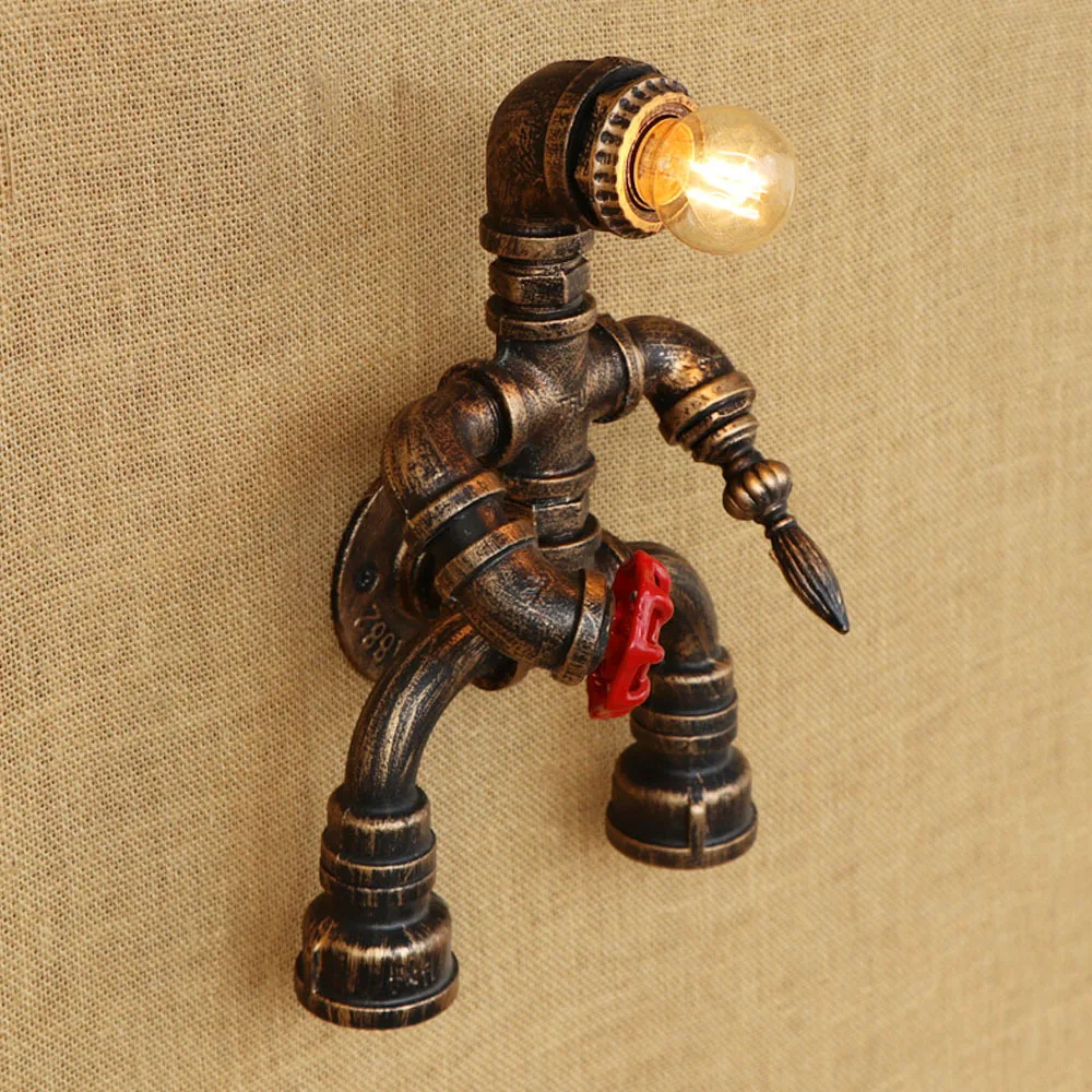 Robot steam punk style Loft Industrial iron Water pipe retro wall lamp E27 LED sconce wall lights for living room bedroom bar
Robot steam punk style Loft Industrial iron Water pipe retro wall lamp E27 LED sconce wall lights for living room bedroom bar