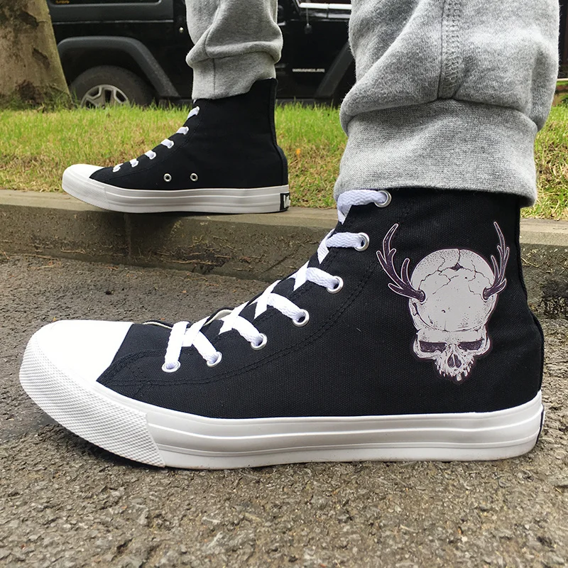 Wen Design Skull Deer Horn Canvas Original Shoes for Women Men Black High Top Boy Skateboard Sneakers Girl Rope Soled Shoes
Wen Design Skull Deer Horn Canvas Original Shoes for Women Men Black High Top Boy Skateboard Sneakers Girl Rope Soled Shoes