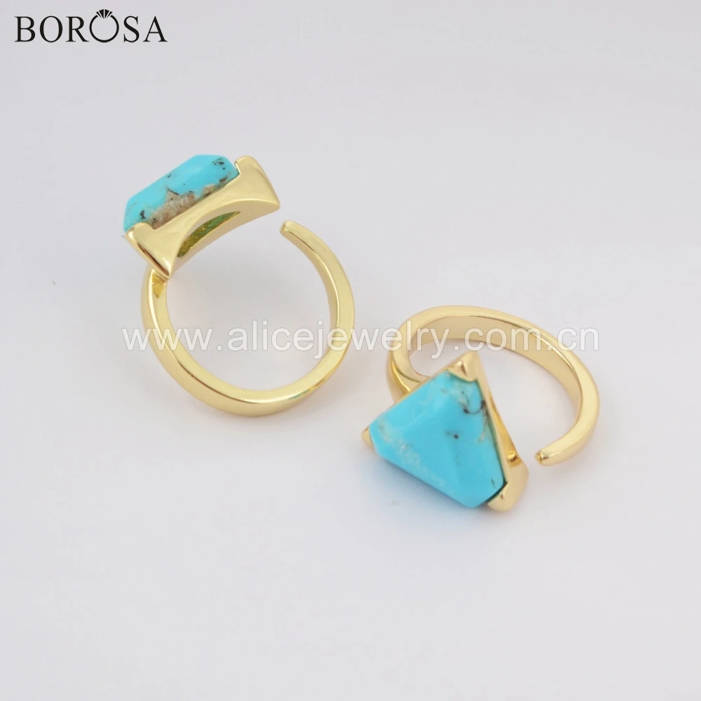 BOROSA 5/10PCS Ring Size 4.5~6.0 Triangle Shape Gold Bezel Faceted Natural Turquoises Open Ring Jewelry for Lady ZG0402
BOROSA 5/10PCS Ring Size 4.5~6.0 Triangle Shape Gold Bezel Faceted Natural Turquoises Open Ring Jewelry for Lady ZG0402