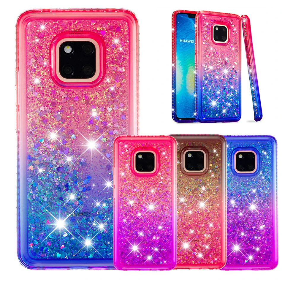 Y6 2018 Алмазный блестящий чехол для телефона Huawei P20 Lite Nova 3e градиент жидкий зыбучий