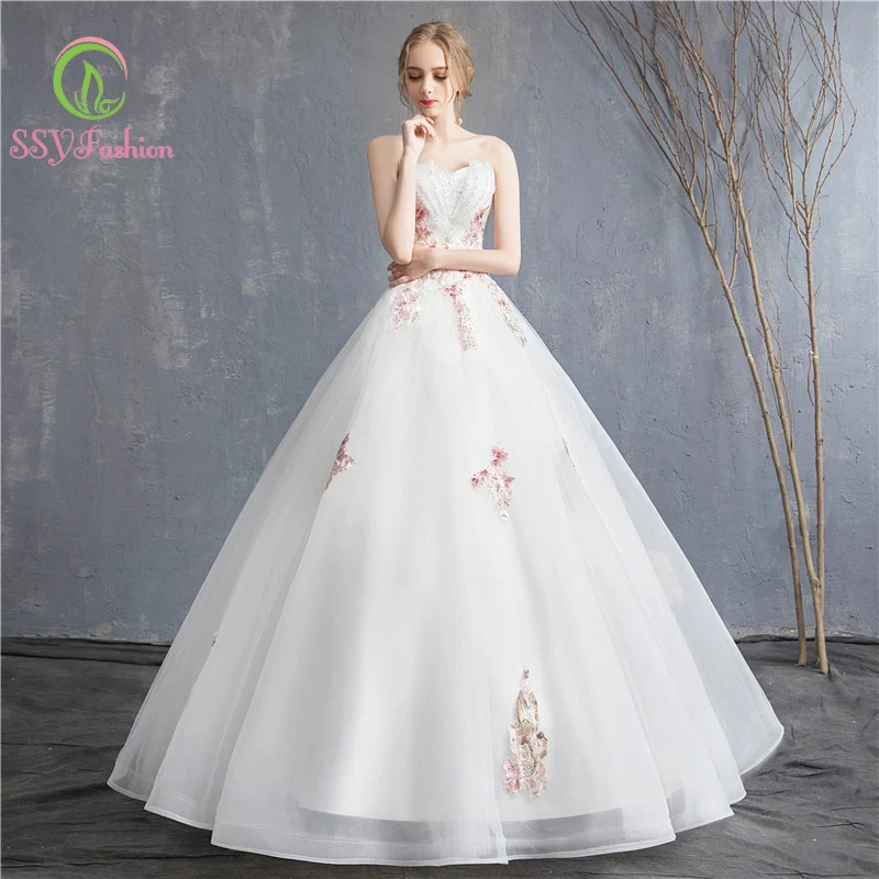SSYfashion Strapless Sleeveless Lace Up Back Floor-Length Ball Gown White Lace Wedding Dress Bridal Dresses Vestido De Novia
SSYfashion Strapless Sleeveless Lace Up Back Floor-Length Ball Gown White Lace Wedding Dress Bridal Dresses Vestido De Novia