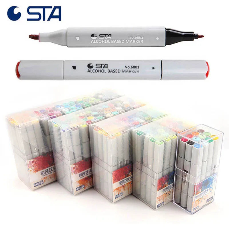 STA Alcohol Art Marker Pens Premier Double-Ended Permanent Fine And Chisel Tip Manga Art Supplies Desenho Drawing Sketching
STA Alcohol Art Marker Pens Premier Double-Ended Permanent Fine And Chisel Tip Manga Art Supplies Desenho Drawing Sketching