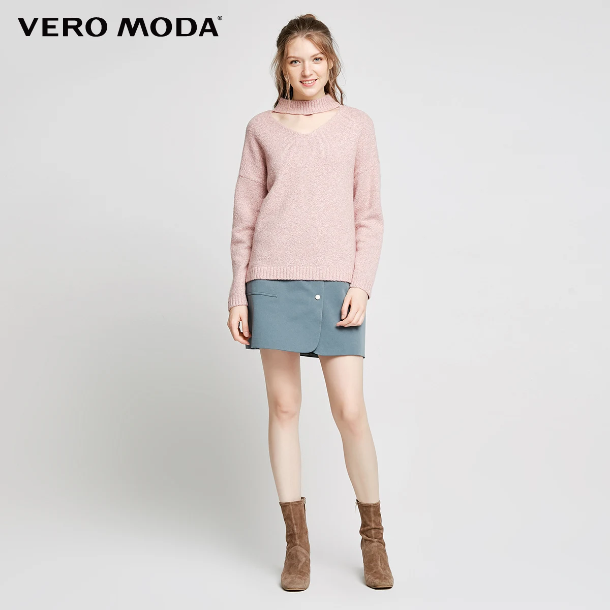 Vero Moda Brand NEW simple commuting solid color open collar design dropped shoulder pullover knit women |318113520 | Женская одежда