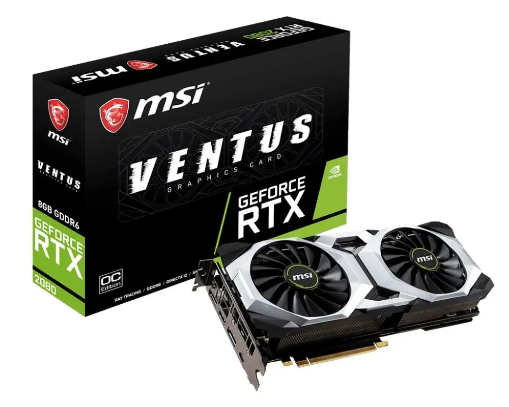 Видеокарта MSI GeForce RTX 2080 VENTUS 8G OC 8 GB GDDR6 1800 MHz 2944 единиц 256 бит 14 Гбит PCI Express x16 3 0 плата
