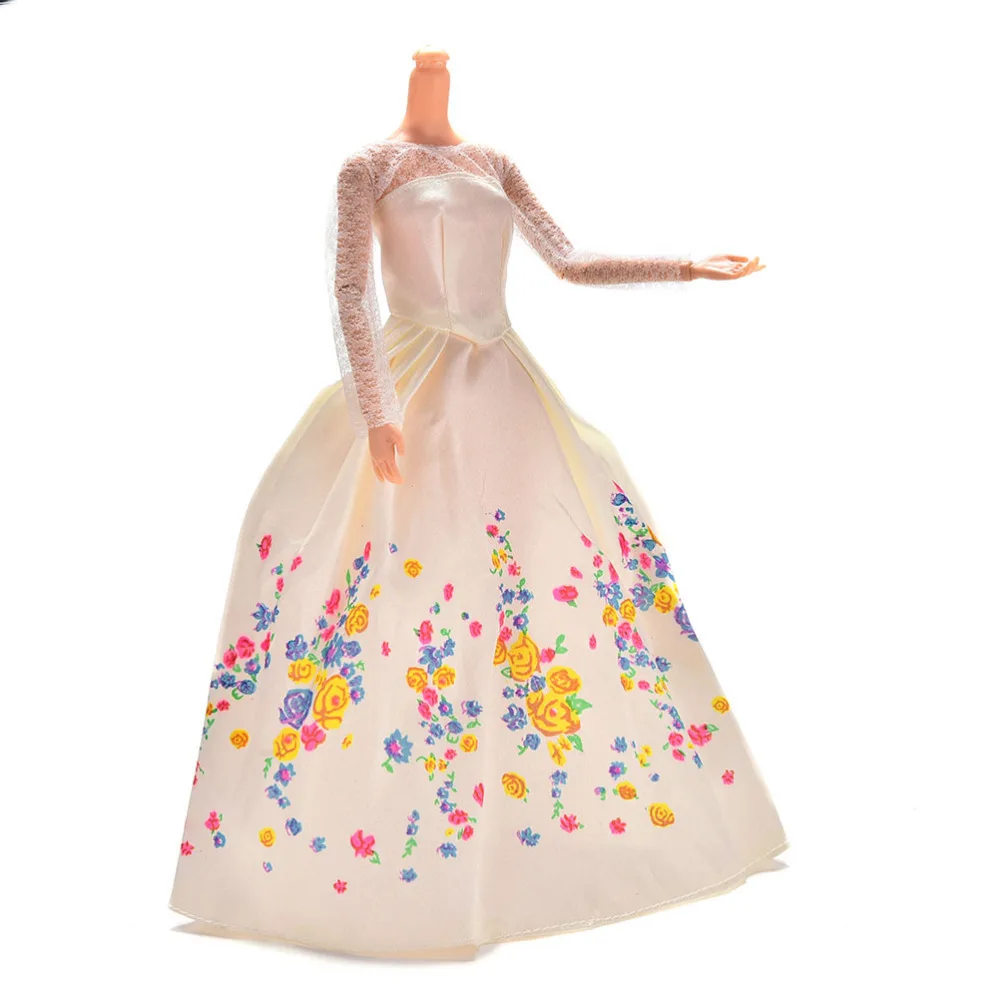 1 шт. белое модное кружевное платье с принтом куклы свадебное ручной работы