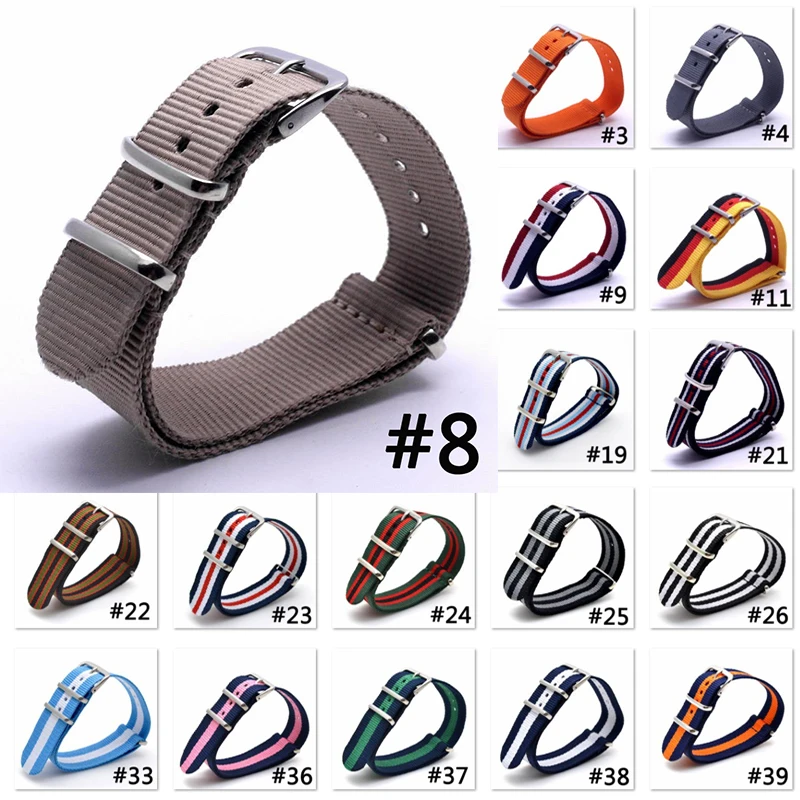 10PCS 2019 style Nato Strap Watchband Silver Buckle Army Military Nylon Watch Band Bracelet For Watch Bracelet 16 18 20 22 24 MM
10PCS 2019 style Nato Strap Watchband Silver Buckle Army Military Nylon Watch Band Bracelet For Watch Bracelet 16 18 20 22 24 MM