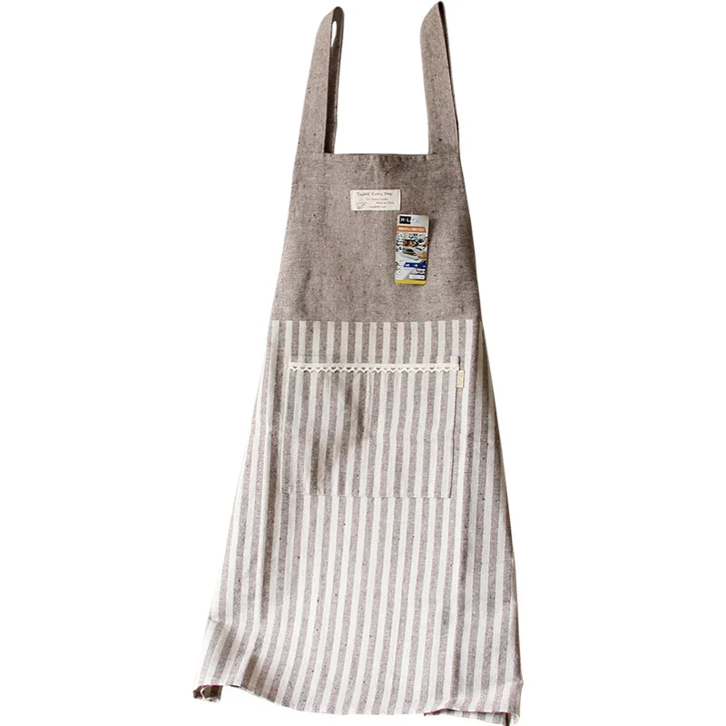 Women Girls Beautiful Home Cloth Stitching Striped Large Pockets Cotton Linen Kitchen Cooking Oil Cleaning Apron Customize LOGO
Women Girls Beautiful Home Cloth Stitching Striped Large Pockets Cotton Linen Kitchen Cooking Oil Cleaning Apron Customize LOGO