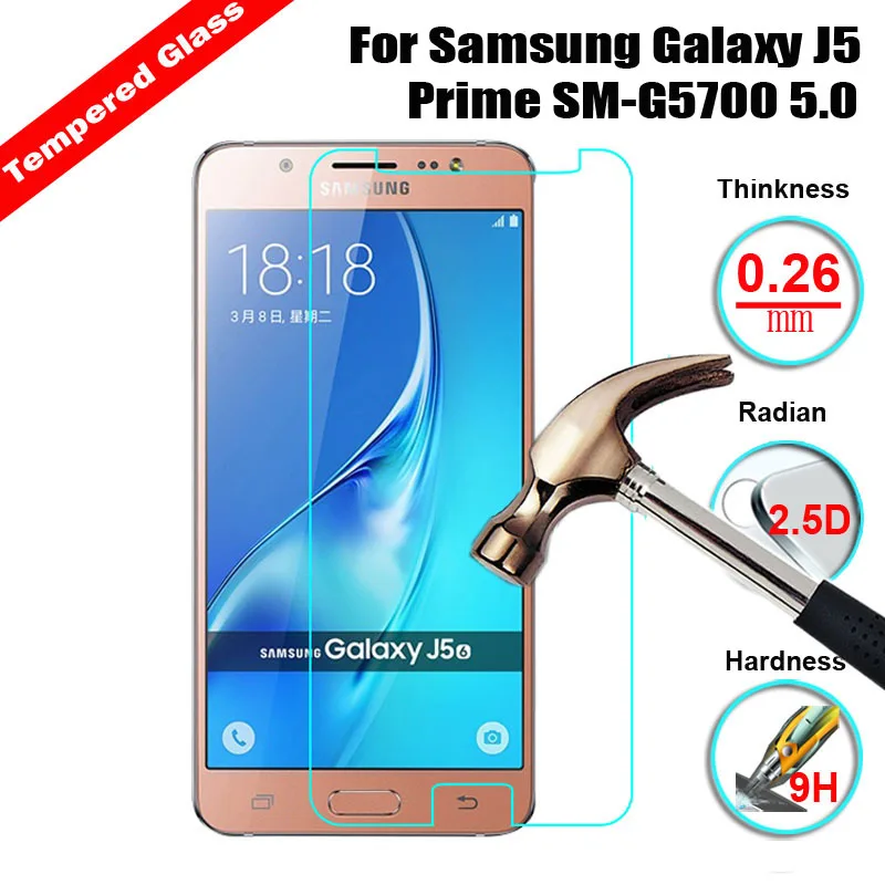 2.5D 9H закаленное стекло для защиты экрана Samsung Galaxy J5 Prime SM G5700 5 0 Ультра прозрачная