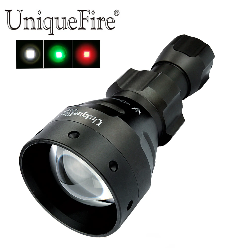 UniqueFire 1504 T67 XRE Green/Red/White Light Led Flashlight 3 Modes Lanterna Zoom Torch for Night Camping, Hunting, Fishing
UniqueFire 1504 T67 XRE Green/Red/White Light Led Flashlight 3 Modes Lanterna Zoom Torch for Night Camping, Hunting, Fishing