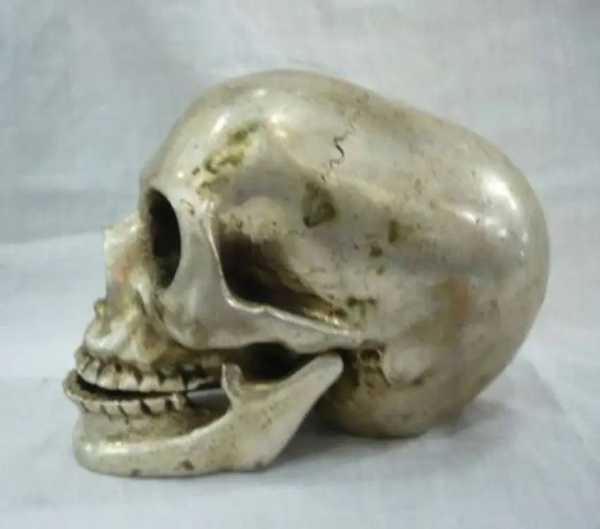 Maravilloso тибетская Серебряная Гран эскультура нэцкэ cabeza del craneo de la muerte|muerte| |