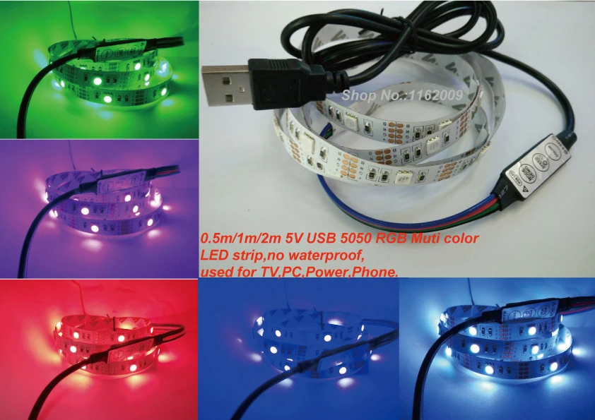 Светодиодная лента 5 шт./лот 0 м/1 м/2 м/катушка В гибкая светодиодная 5050 RGB меняющая