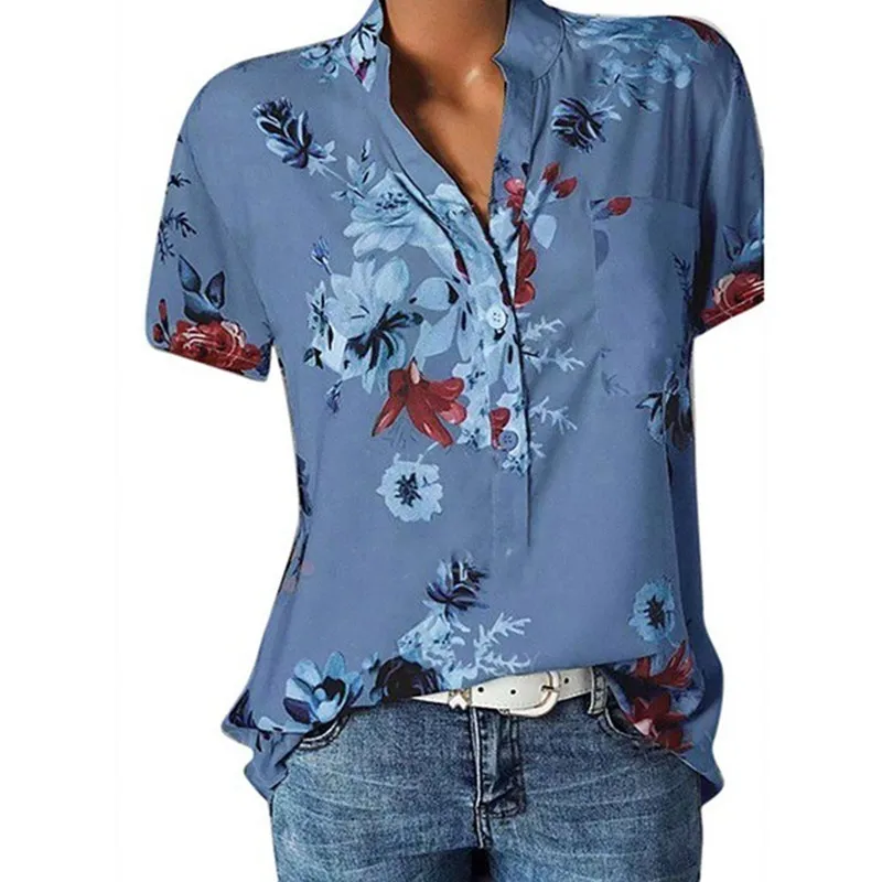 S-5XL Elegant Floral Print Blouse Women Short Sleeve Plus Size Loose V Neck Blouse Shirt Womens Tops and Blouses Blusas Mujer
S-5XL Elegant Floral Print Blouse Women Short Sleeve Plus Size Loose V Neck Blouse Shirt Womens Tops and Blouses Blusas Mujer