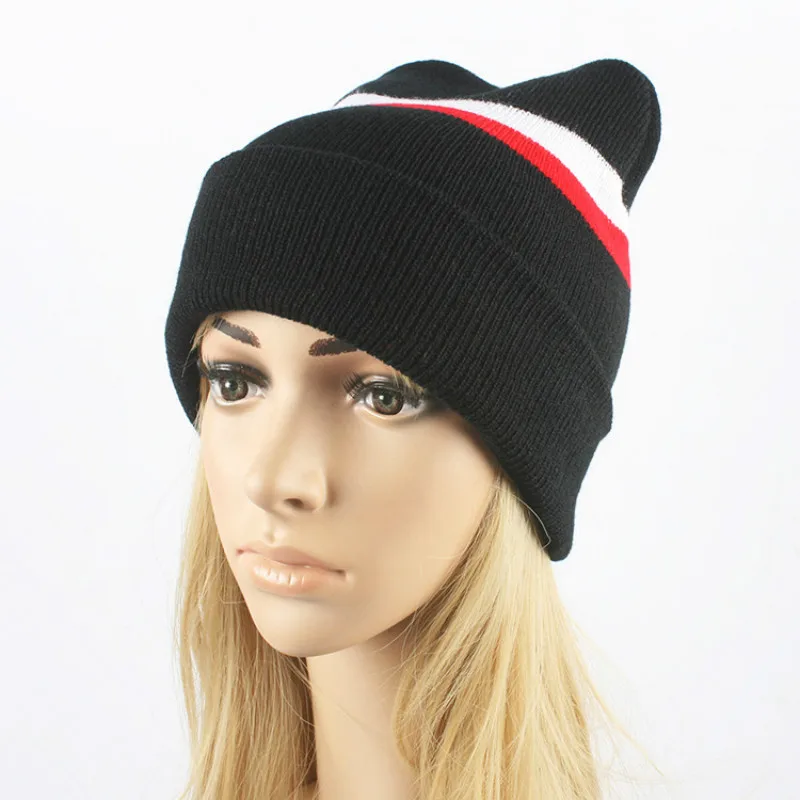 New fashion women 's autumn and winter striped knit hat cap headset 2017 warm curling wool Skullies & Beanies
New fashion women 's autumn and winter striped knit hat cap headset 2017 warm curling wool Skullies & Beanies