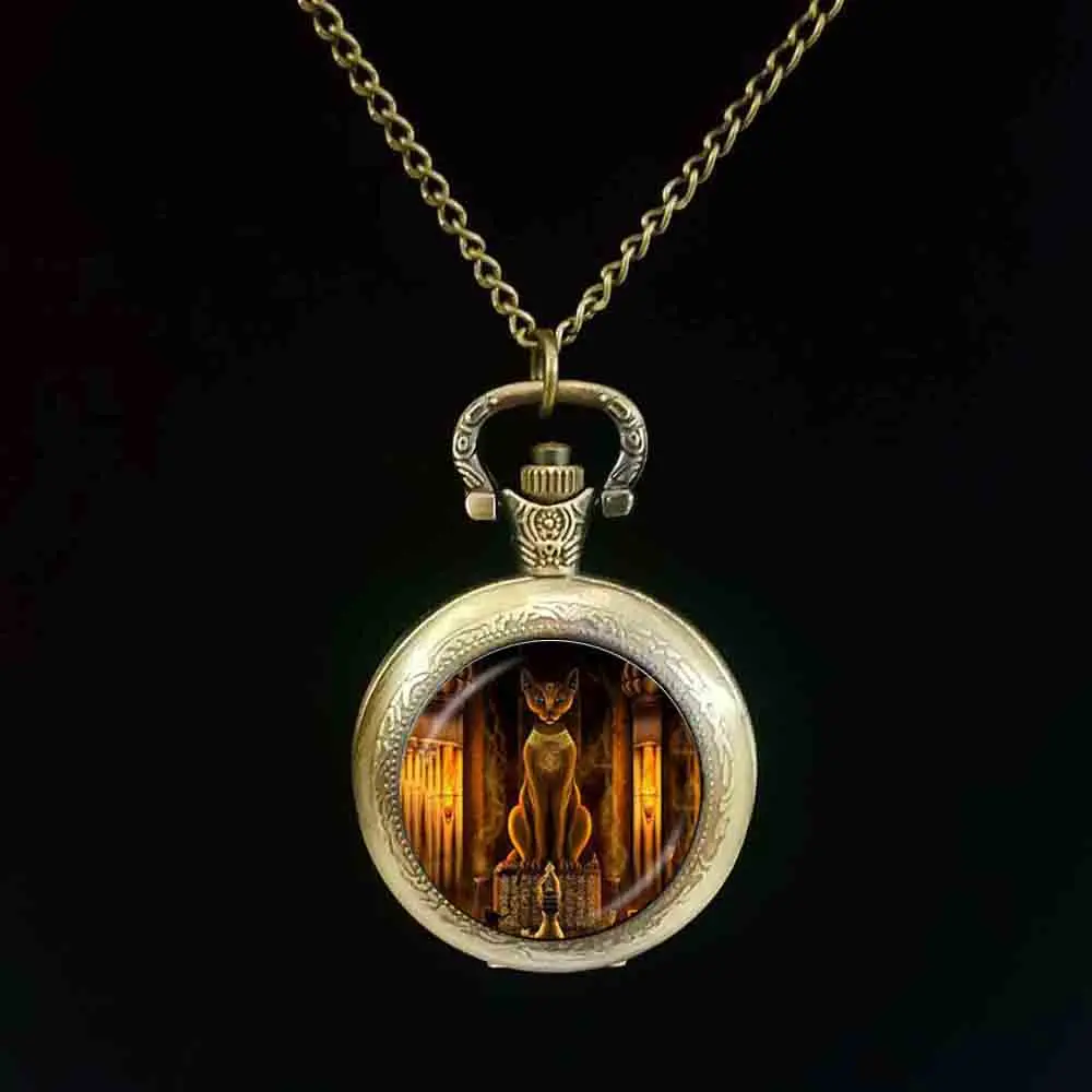 Ancient Egyptian Cat Goddess Statue pocket watch Egypt Lord Handmade Glass pocket watch Women Jewelry Amulet Accessories
Ancient Egyptian Cat Goddess Statue pocket watch Egypt Lord Handmade Glass pocket watch Women Jewelry Amulet Accessories