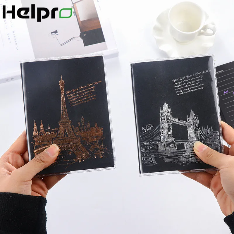 Helpro многоцветный башня черный блокнот новые резиновые ежедневник дневник