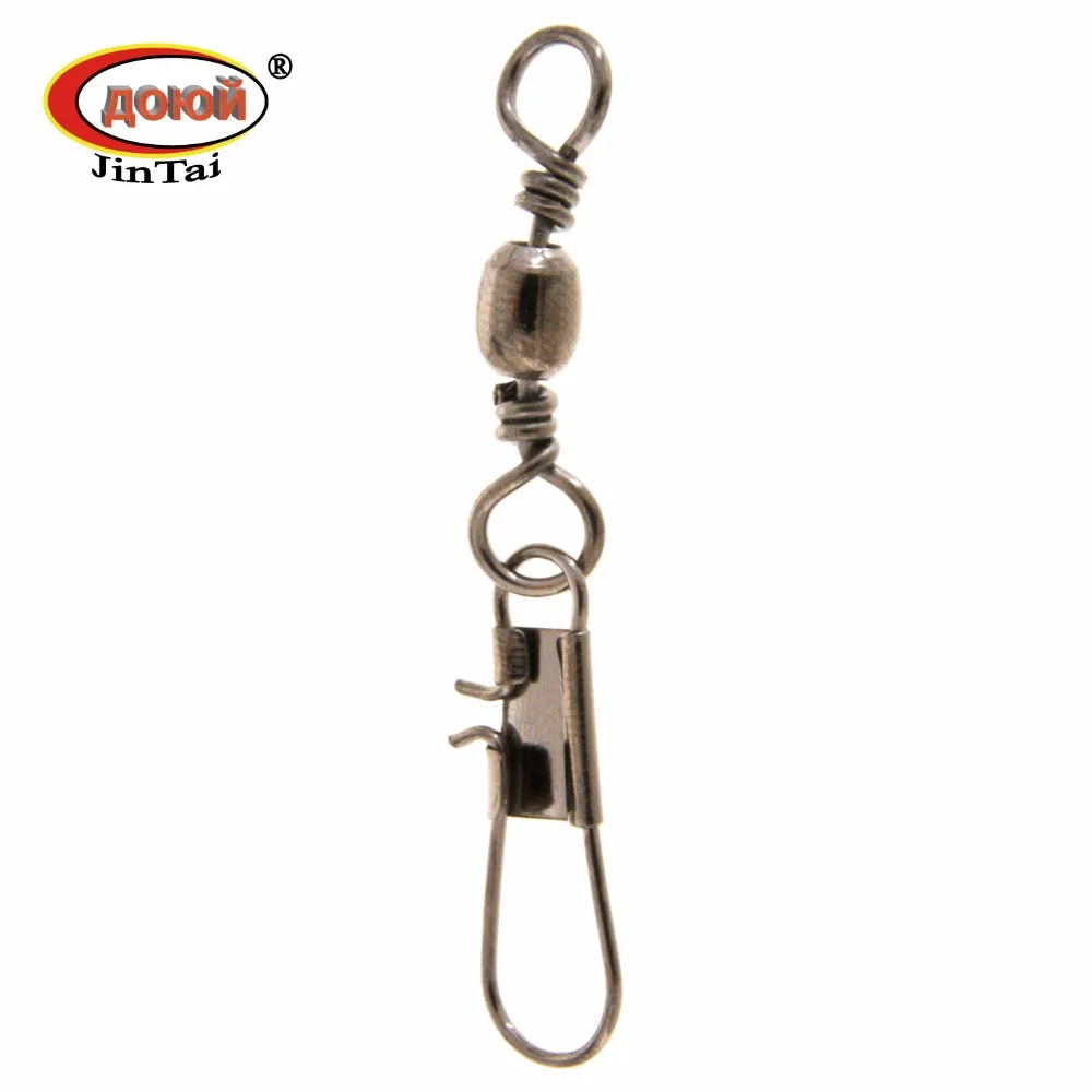Фото Вертлюг с пластинчатым карабином ДОЮЙ JinТai LYE BARREL SWIVEL WITH INTERLOCK SNAP. Размеры 2 / 3 5 6 7 8 10