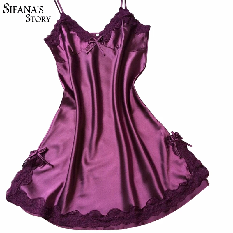 Women Silk Satin Nuisette Femme V-neck Night Gown Lace NIghdress Fashion Nightwear Summer Lingerie Sleeveless Nighty For Ladies
Women Silk Satin Nuisette Femme V-neck Night Gown Lace NIghdress Fashion Nightwear Summer Lingerie Sleeveless Nighty For Ladies