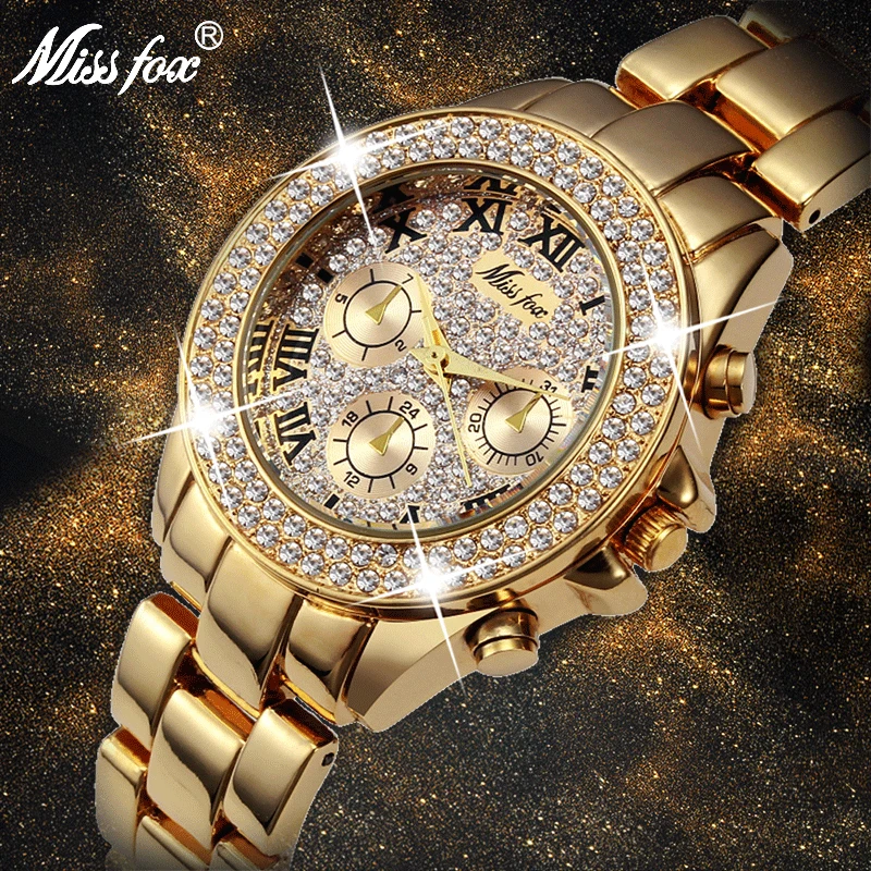 MISSFOX Women Watches Classic Roman Numbers Fake Multiple Time Zones Quartz Watch Women Fashion Casual Gold Bling Ladies Watch
MISSFOX Women Watches Classic Roman Numbers Fake Multiple Time Zones Quartz Watch Women Fashion Casual Gold Bling Ladies Watch