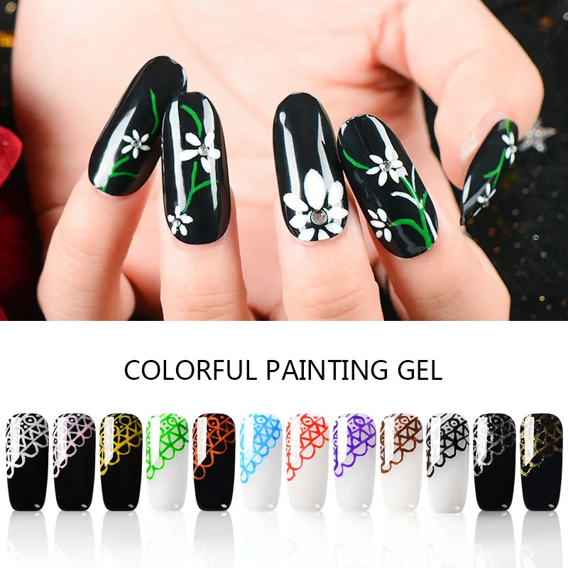 Mtssii Color Gel Painting UV Nail Gel Soak Off Nail Art Lacquer 12 Colors Drawing Nail Gel Polish Long Lasting Manicure Varnish
Mtssii Color Gel Painting UV Nail Gel Soak Off Nail Art Lacquer 12 Colors Drawing Nail Gel Polish Long Lasting Manicure Varnish