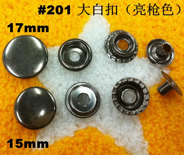 30 sets/pack #201 Shiny Gunmetal Metal Snap Button No Sewing Press Studs Fasteners Leathercraft Clothes Bags Shoe Free shipping
30 sets/pack #201 Shiny Gunmetal Metal Snap Button No Sewing Press Studs Fasteners Leathercraft Clothes Bags Shoe Free shipping
