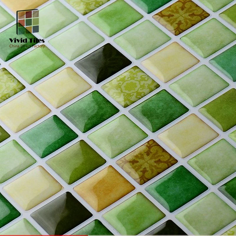 Фото Vividtiles самоклеющиеся зеленые водонепроницаемые виниловые обои 3D пилинг и палка(China)