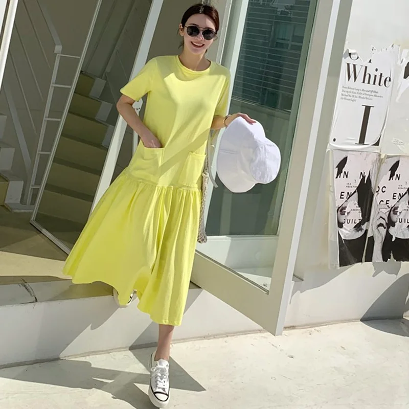 SuperAen 2021 New Summer Short-sleeved Dress Female Solid Color Cotton Dress Women Korean Style Pluz Size Women Clothing
SuperAen 2021 New Summer Short-sleeved Dress Female Solid Color Cotton Dress Women Korean Style Pluz Size Women Clothing