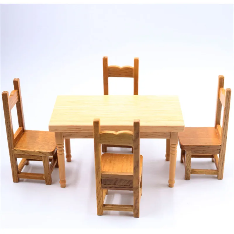 

Doub K 1:12 dollhouse furniture toy miniature pretend play classic toys wooden chair table sets for girls children kids dolls