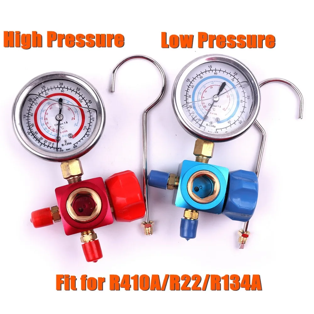 HOLYOVER 1PC Red Blue 1/4 Thread R410A R134A R22 H/L Pressure Gauge For Air Conditioner Refrigerant Manifold Gauge With Valve
HOLYOVER 1PC Red Blue 1/4 Thread R410A R134A R22 H/L Pressure Gauge For Air Conditioner Refrigerant Manifold Gauge With Valve