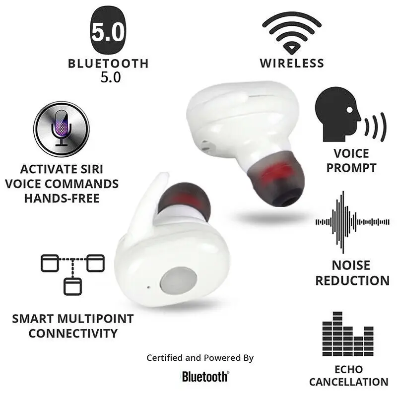 Bluetooth 5.0 TWS Earphone Wireless Handsfree Earphones Mini Earbuds IPX7 Waterproof With Charging Box New | Электроника
