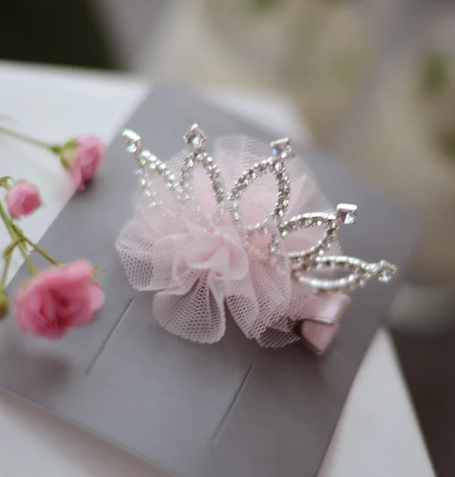 Girls Haar Hair Accessories Hairpin Clips For Headwear Spring Flower Crown Pink Mesh Fur Cute kk1718 | Аксессуары для одежды