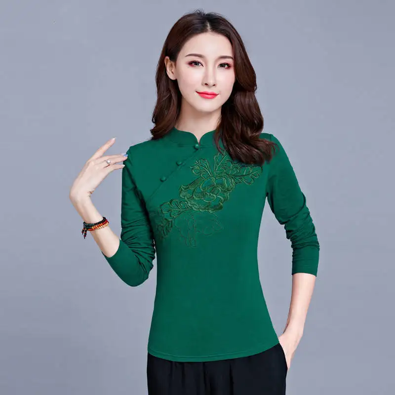 Vintage T Shirt Long sleeve Tshirts Cotton Women Plus size Embroidery High quality Ladies Casual Tops
Vintage T Shirt Long sleeve Tshirts Cotton Women Plus size Embroidery High quality Ladies Casual Tops