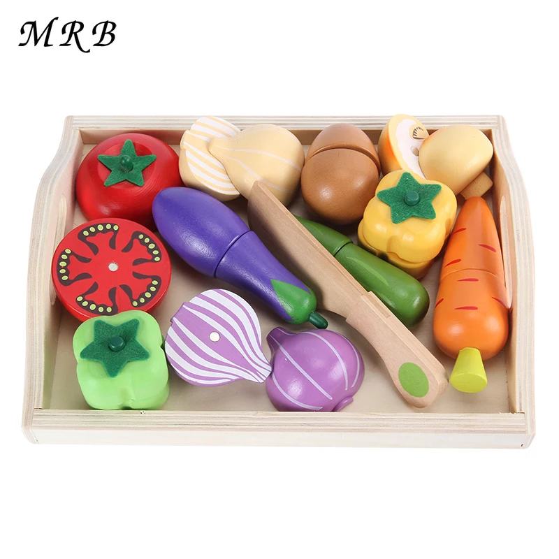 Деревянные игрушки для кухни игра в фрукты и овощи миниатюрная еда развивающая