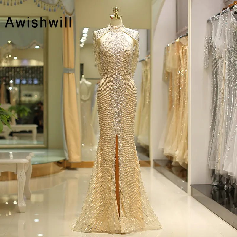 2020 New Arrival Beading Crystals Long Prom Dresses Mermaid Front Split Sleeveless Backless Long Evening Formal Gown Party Dress
2020 New Arrival Beading Crystals Long Prom Dresses Mermaid Front Split Sleeveless Backless Long Evening Formal Gown Party Dress