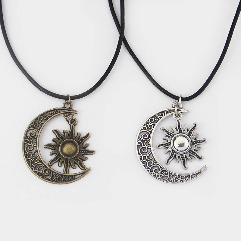 Fashion Crescent Moon And Sun Charm Pendant Black Leather Boho Colar Hippie Choker Necklace 18inch+2inchextend
Fashion Crescent Moon And Sun Charm Pendant Black Leather Boho Colar Hippie Choker Necklace 18inch+2inchextend