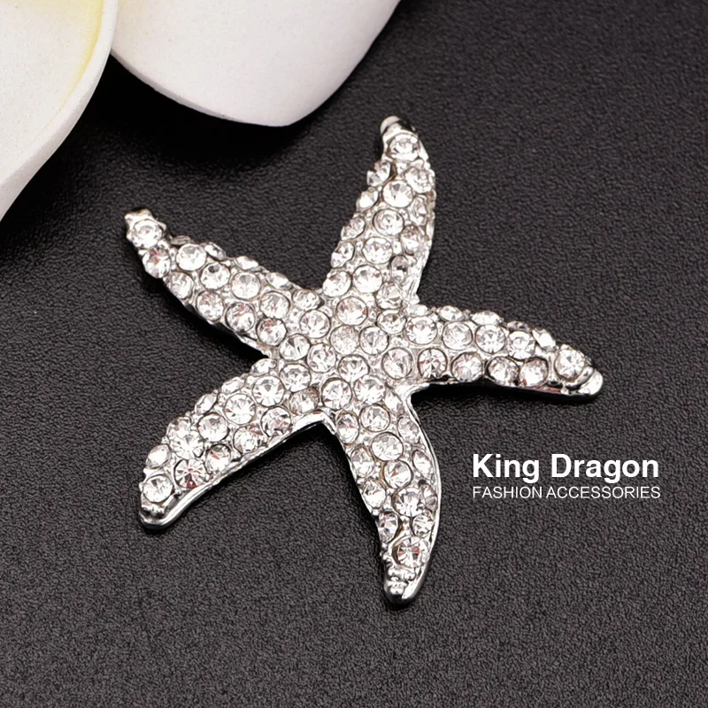 Rhinestone Starfish Embellishment Button Used On Wedding Invitation Or Decoration 32MM 20PCS/Lot Silver Color Flat Back
Rhinestone Starfish Embellishment Button Used On Wedding Invitation Or Decoration 32MM 20PCS/Lot Silver Color Flat Back