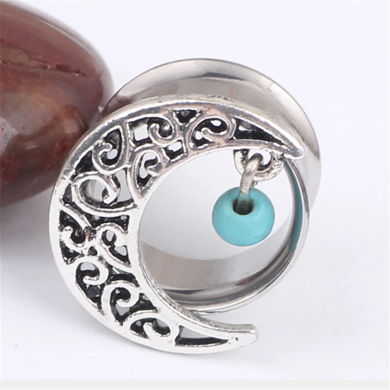 3Pair/Set Stainless Steel Ear Plugs Tunnels Flesh Expansions Piercing Moon Natural Stone Women Men Ears Expanders Body Jewelry | Украшения