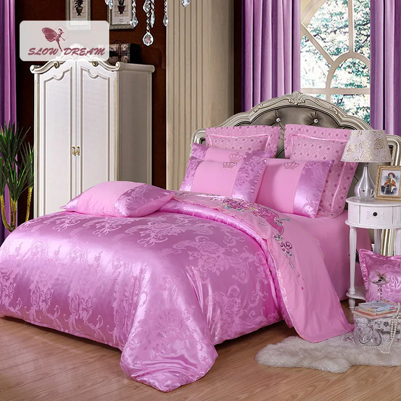 

SlowDream Luxury Jacquard Tencel Bedding Set Double Queen King Single Bed Linen Decor Bedspread Duvet Cover Home Textiles