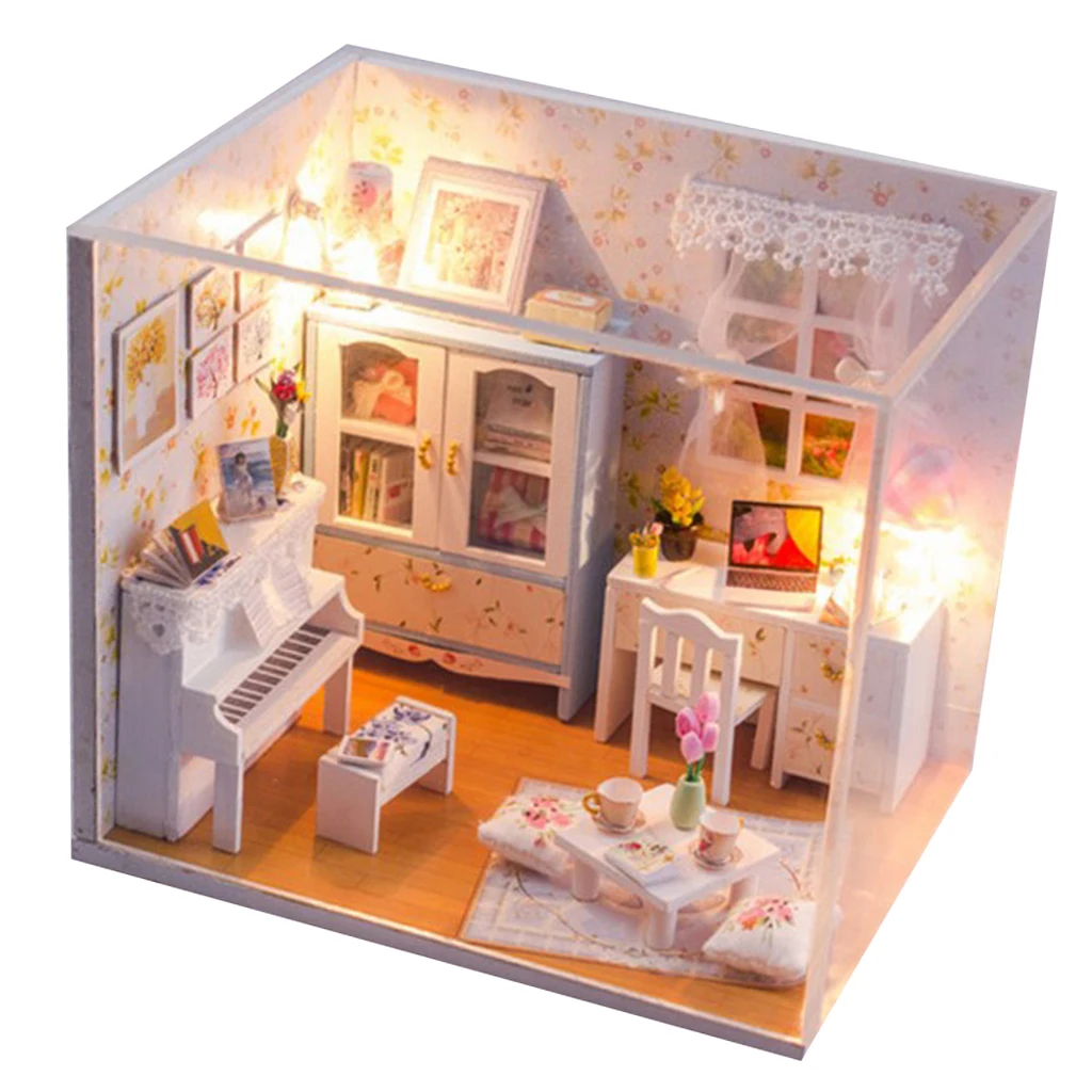 Cute DIY Wooden Dollhouse Miniature Apartment Room House Model LED Light Furniture Kits Birthday Wedding Gifts
Cute DIY Wooden Dollhouse Miniature Apartment Room House Model LED Light Furniture Kits Birthday Wedding Gifts