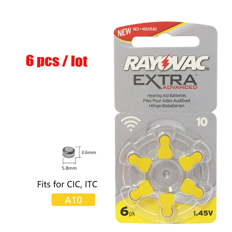 Цинковые батареи для слухового аппарата RAYOVAC EXTRA A10 PR70 10 10A 6 шт. | Красота и здоровье